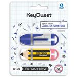KEYOUEST Clé USB 2x8Go Crayon Papier et Stylo bleu