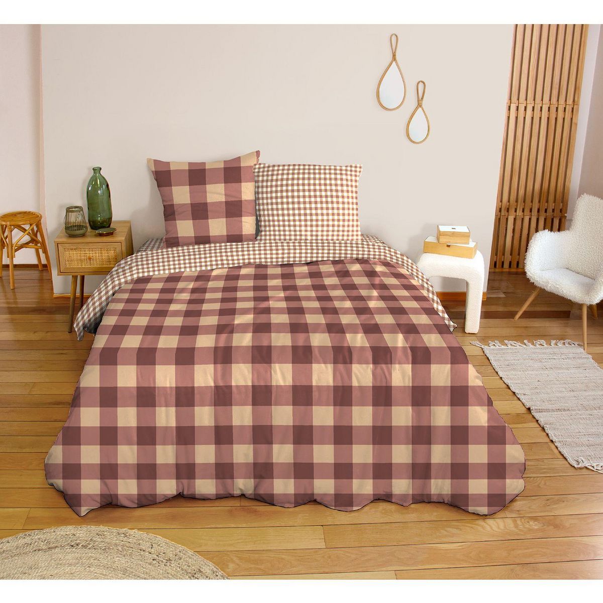 ACTUEL Parure housse de couette en percale 65 fils SONIA