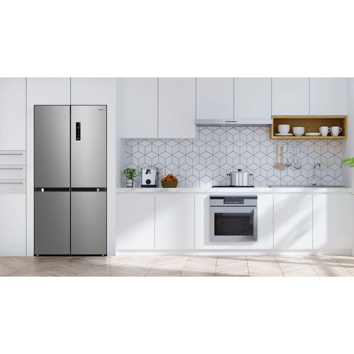 QILIVE Réfrigérateur américain Q.6643, 474 L, Froid ventilé No Frost, D