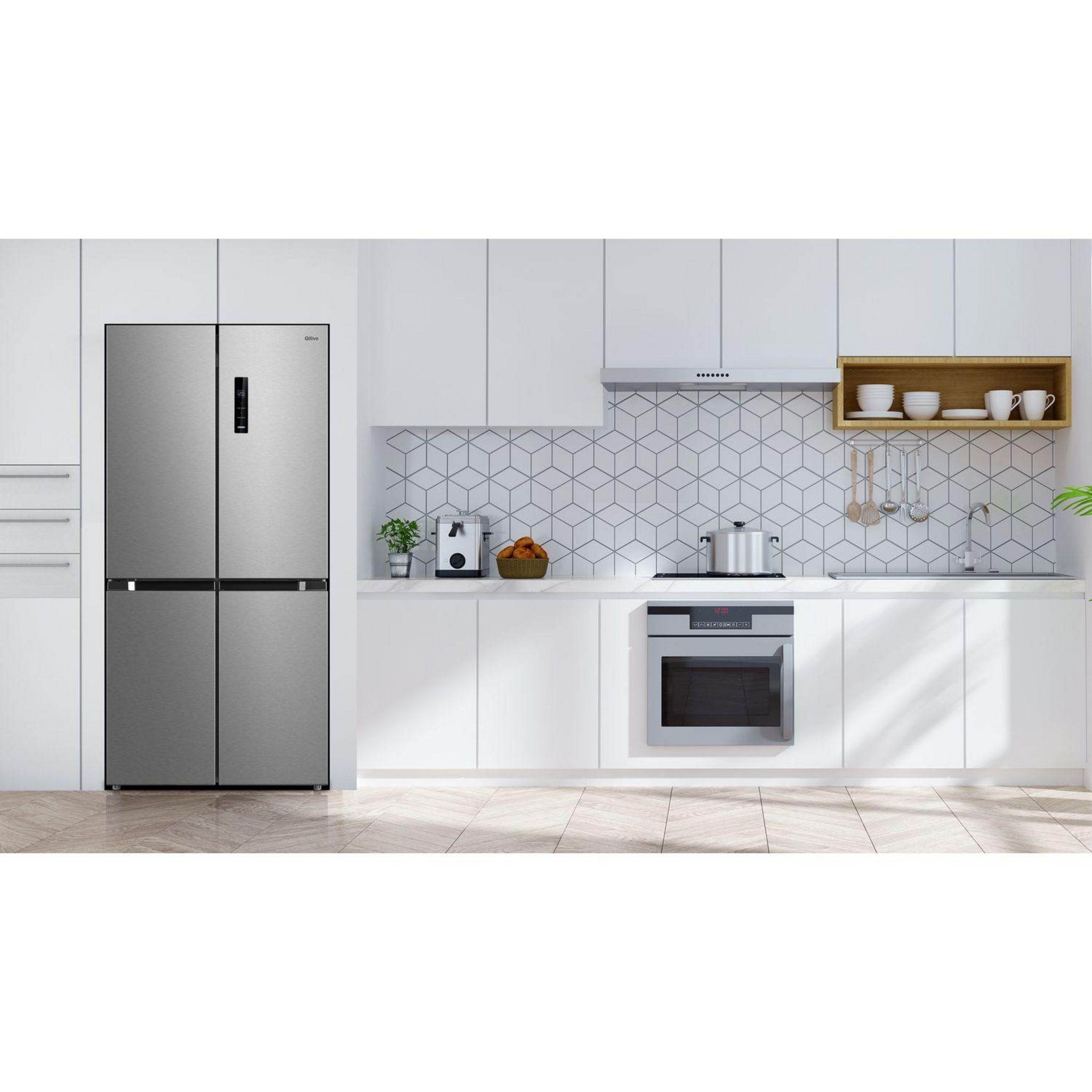 Voir la diapositive 3 : QILIVE Réfrigérateur américain Q.6643, 474 L, Froid ventilé No Frost, D