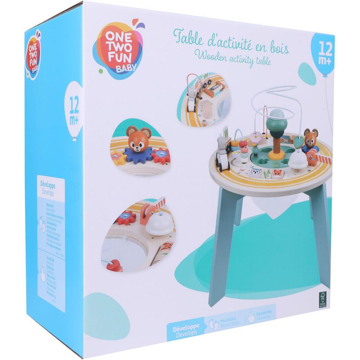 ONE TWO FUN Table d'activité en bois