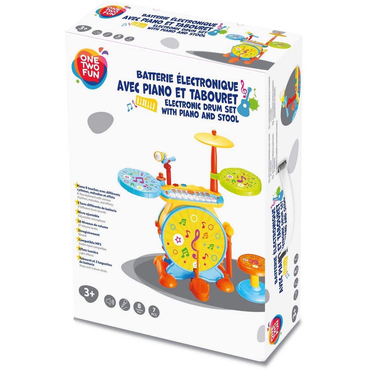 ONE TWO FUN Batterie électronique avec piano et tabouret