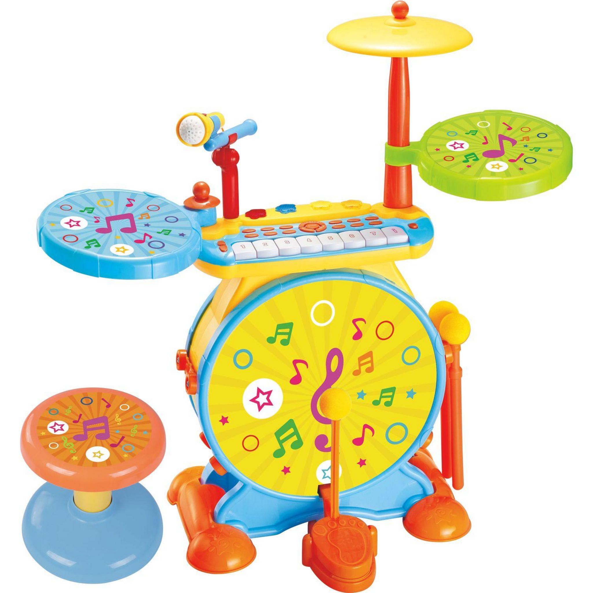 Voir la diapositive 2 : ONE TWO FUN Batterie électronique avec piano et tabouret