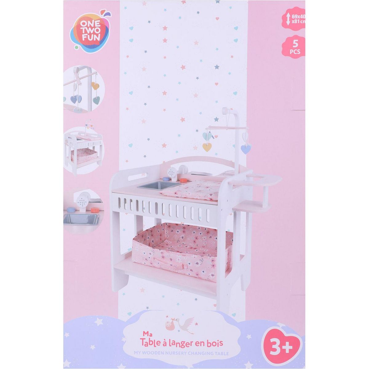 ONE TWO FUN Table à langer bébé en bois