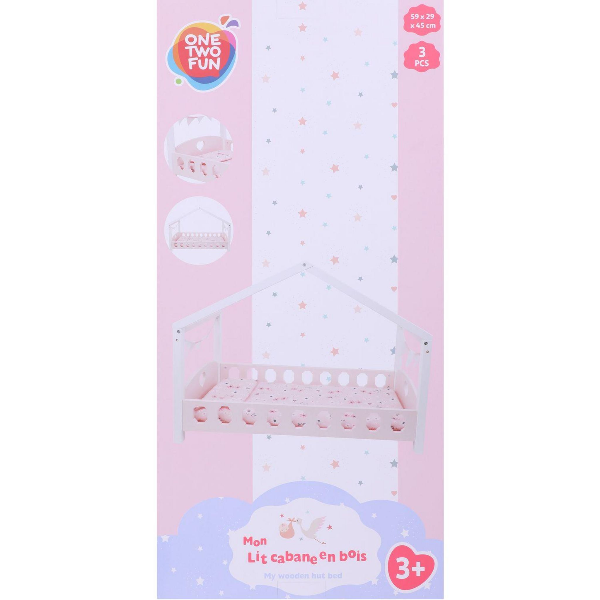 Voir la diapositive 5 : ONE TWO FUN Lit cabane pour poupée en bois