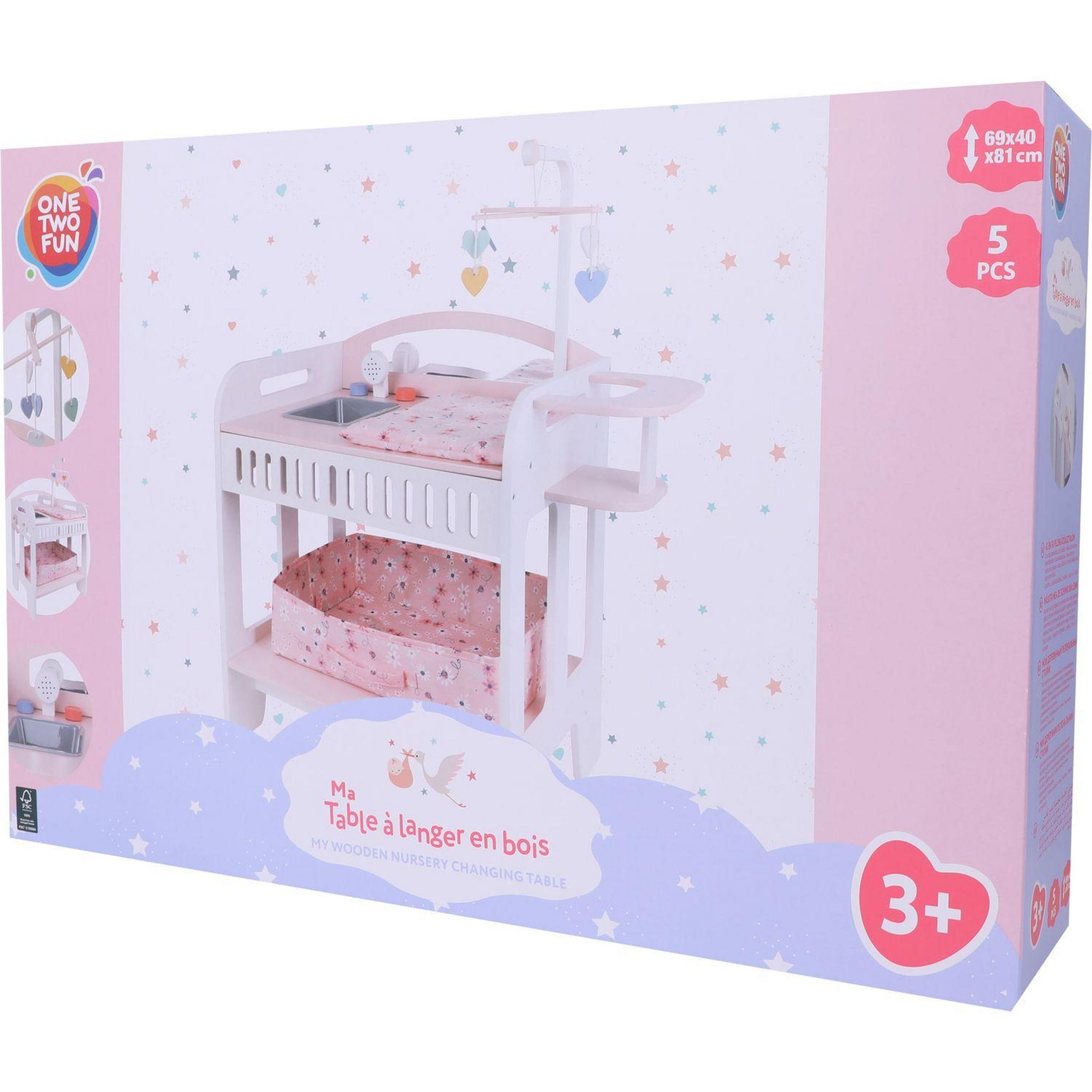 Voir la diapositive 6 : ONE TWO FUN Lit cabane pour poupée en bois