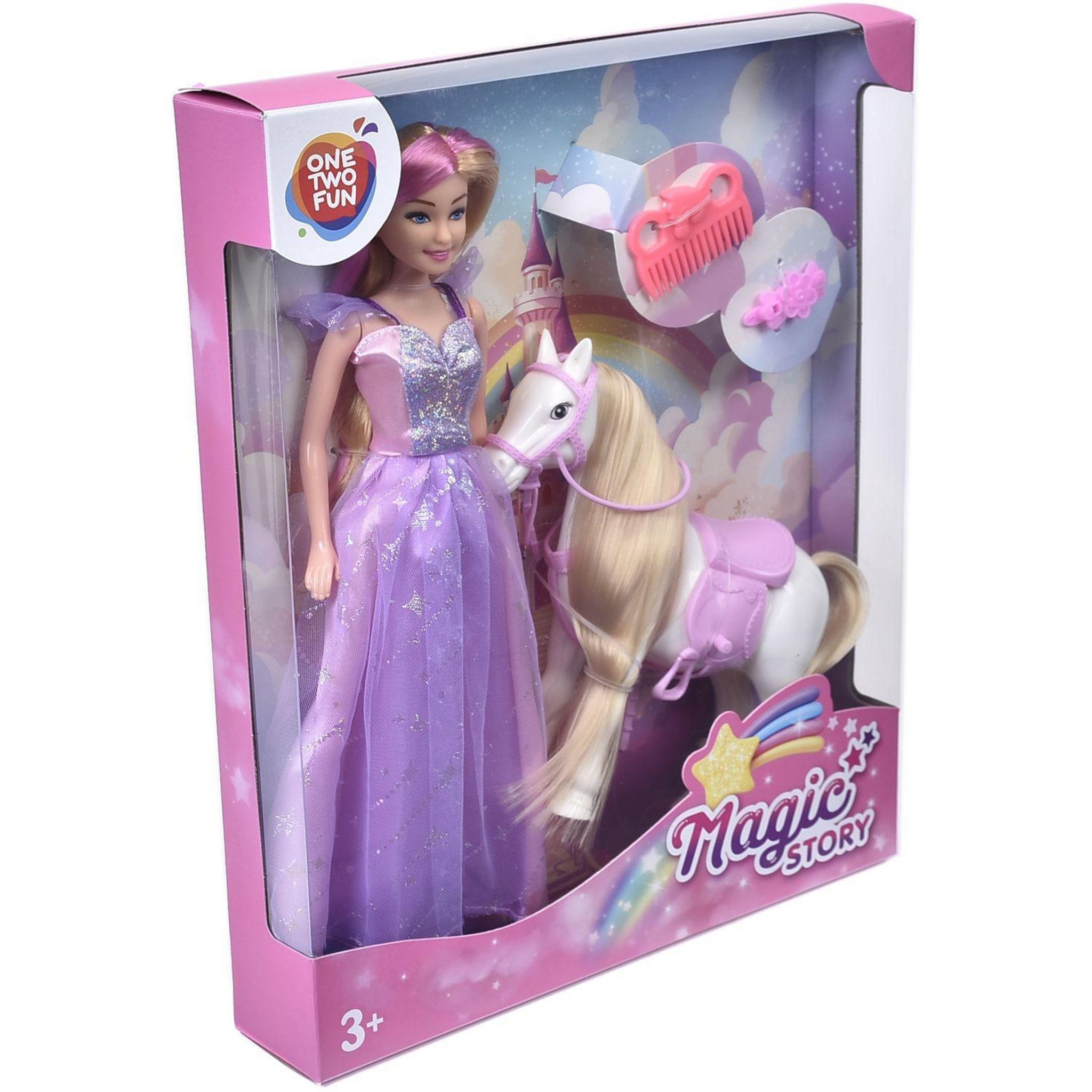 Voir la diapositive 3 : ONE TWO FUN Set ma poupée princesse et son poney Magic story