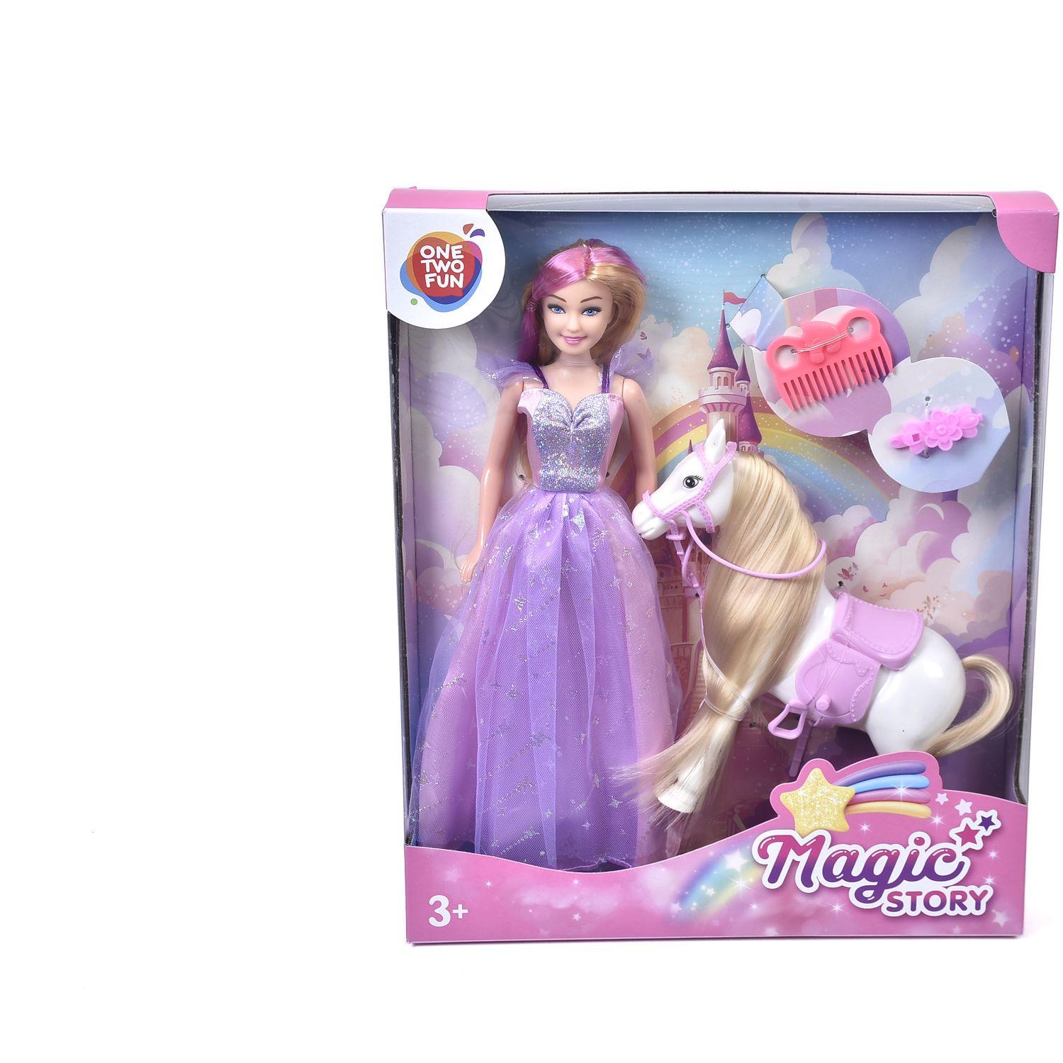 Voir la diapositive 4 : ONE TWO FUN Set ma poupée princesse et son poney Magic story