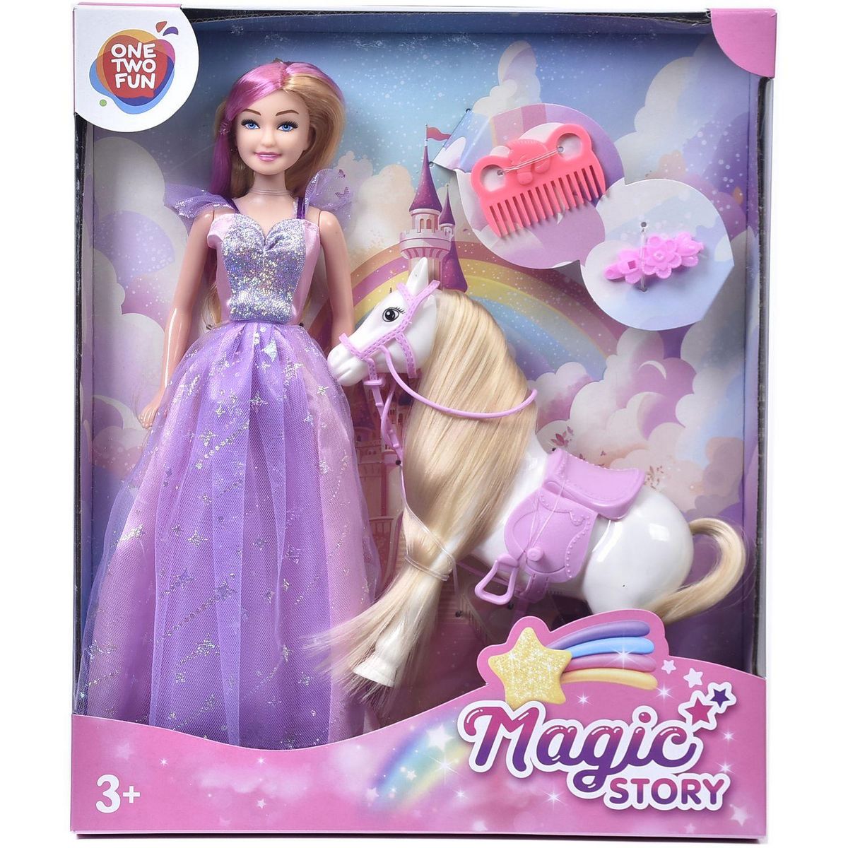 ONE TWO FUN Set ma poupée princesse et son poney Magic story