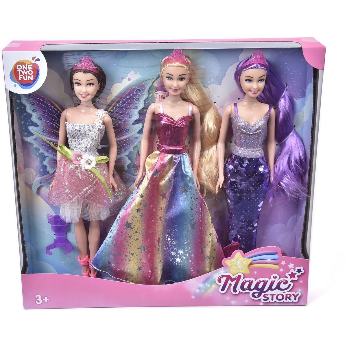 ONE TWO FUN Mon set de 3 poupées Magic story