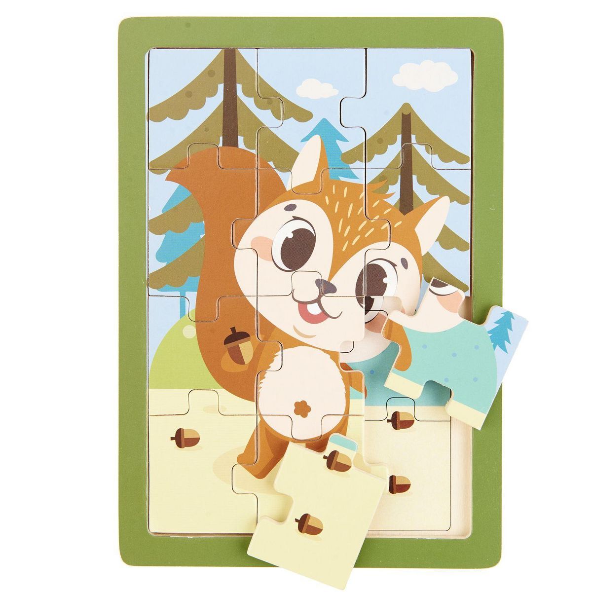 ONE TWO FUN Puzzle en bois Animal 12 pièces