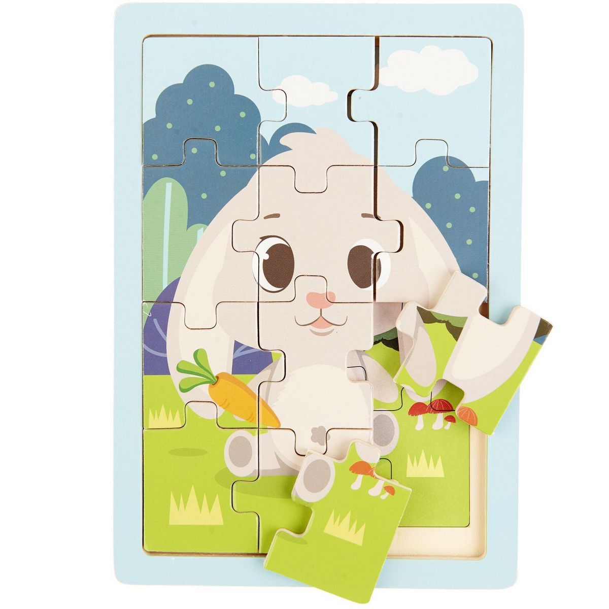 ONE TWO FUN Puzzle en bois Animal 12 pièces