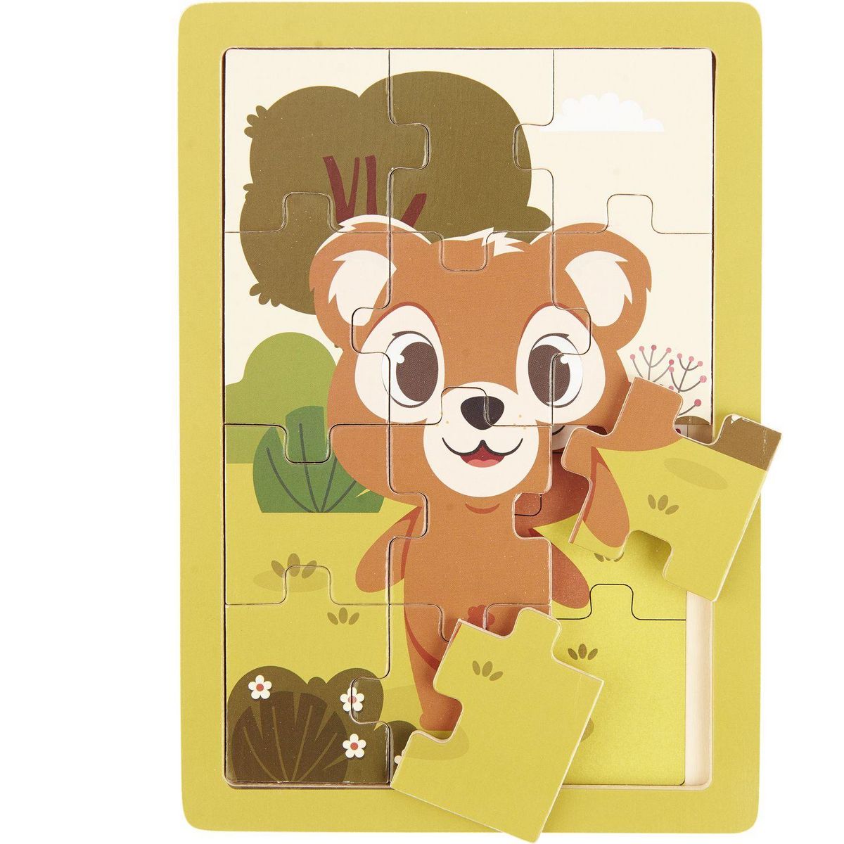 ONE TWO FUN Puzzle en bois Animal 12 pièces