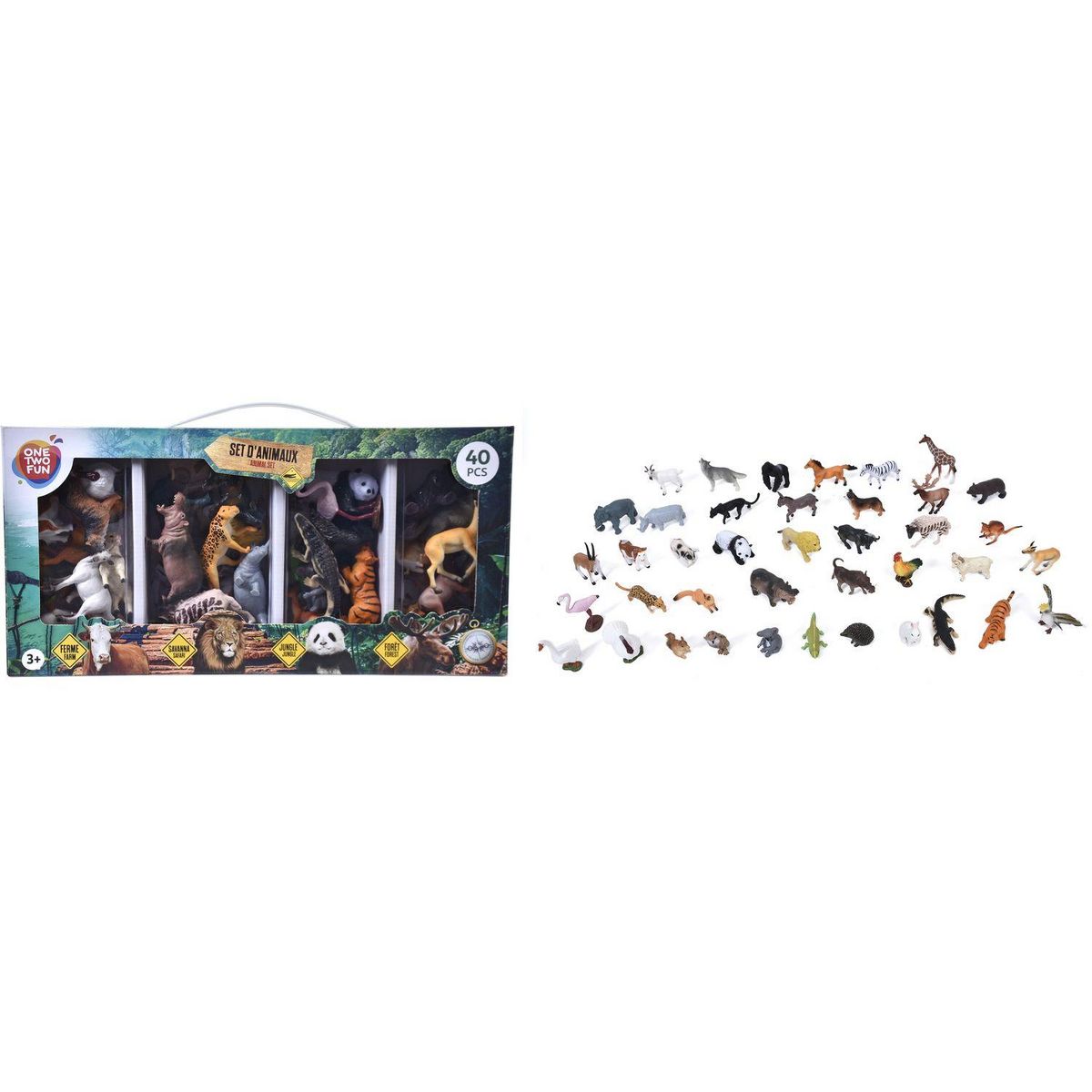 ONE TWO FUN Set d'animaux 40 pièces