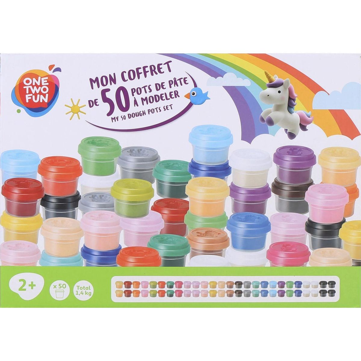 ONE TWO FUN Mon coffret de 50 pots de pâte à modeler