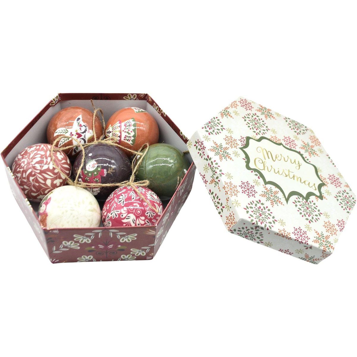 ACTUEL Lot de 7 Boules de Noël en Papier 7.8CM Tyrol