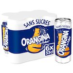 ORANGINA Boisson gazeuse à l'orange sans sucres boîtes slim 6x33cl