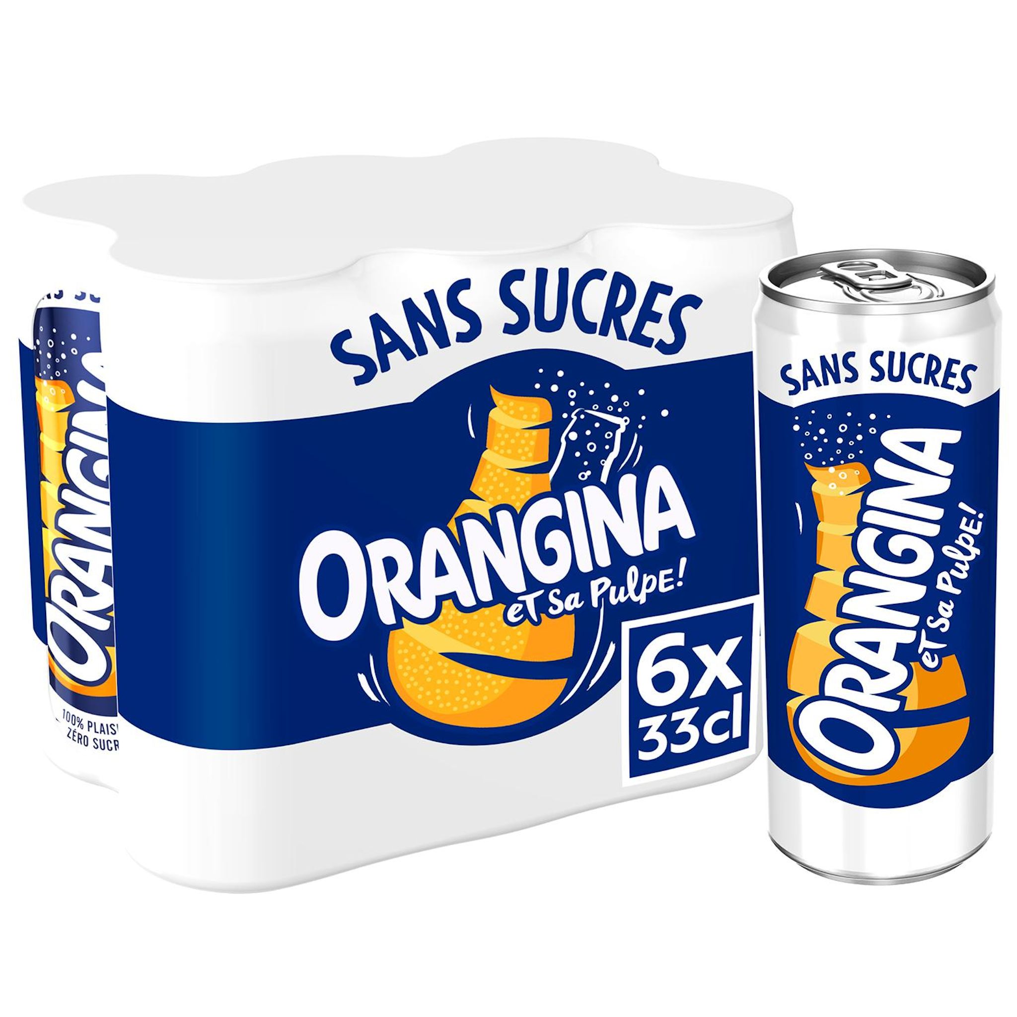 ORANGINA Boisson gazeuse à l'orange sans sucres boîtes slim 6x33cl