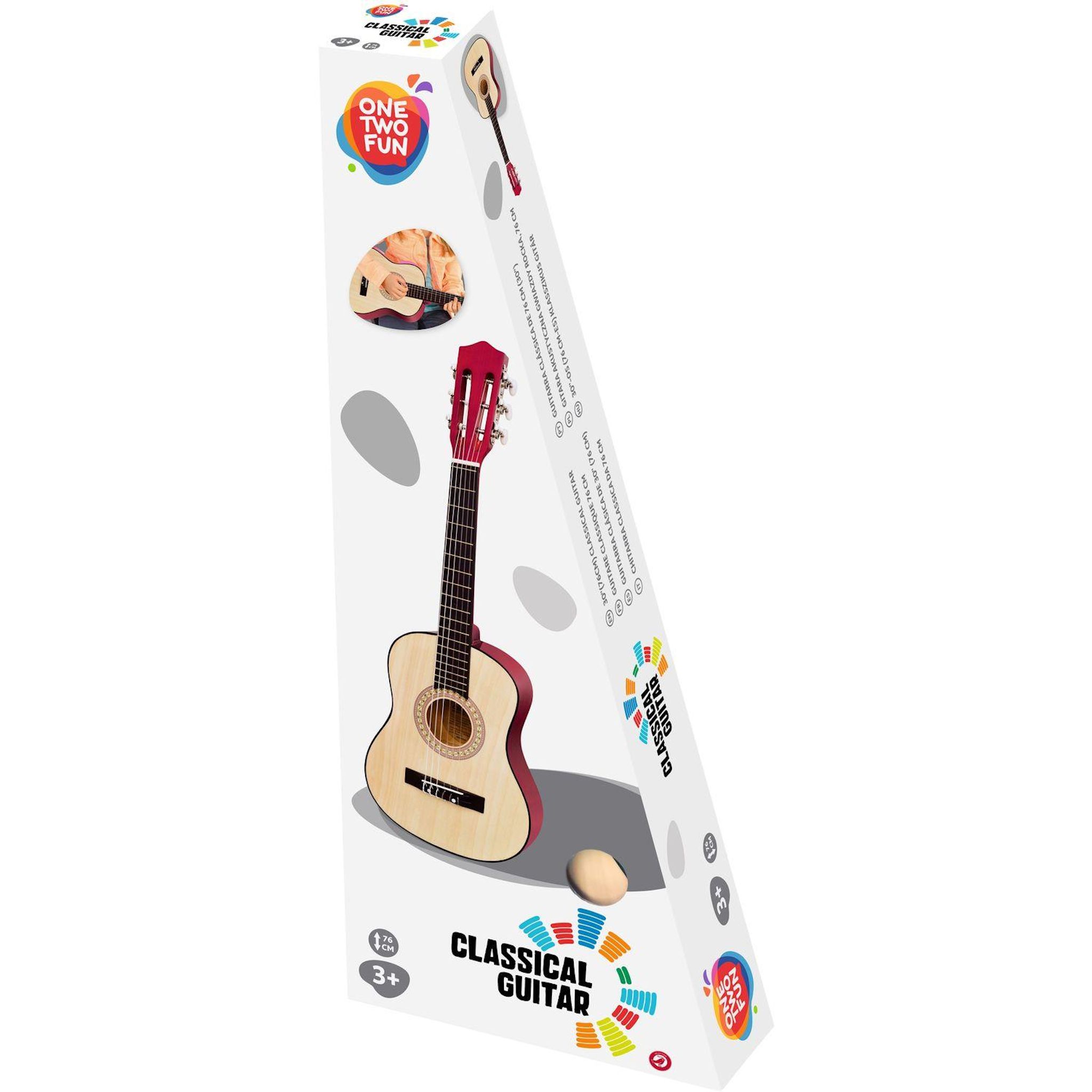 Voir la diapositive 1 : ONE TWO FUN Guitare sèche en bois naturel 76cm