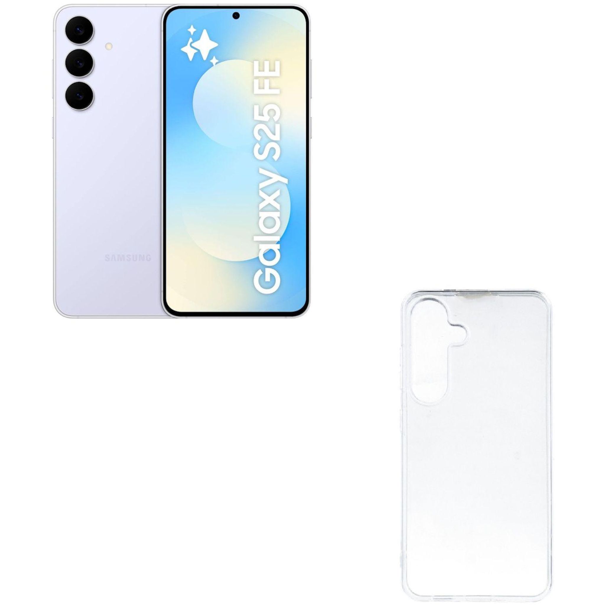 Lot smartphone Samsung S25FE 5G 128GO Bleu Clair + Coque + Verre trempé