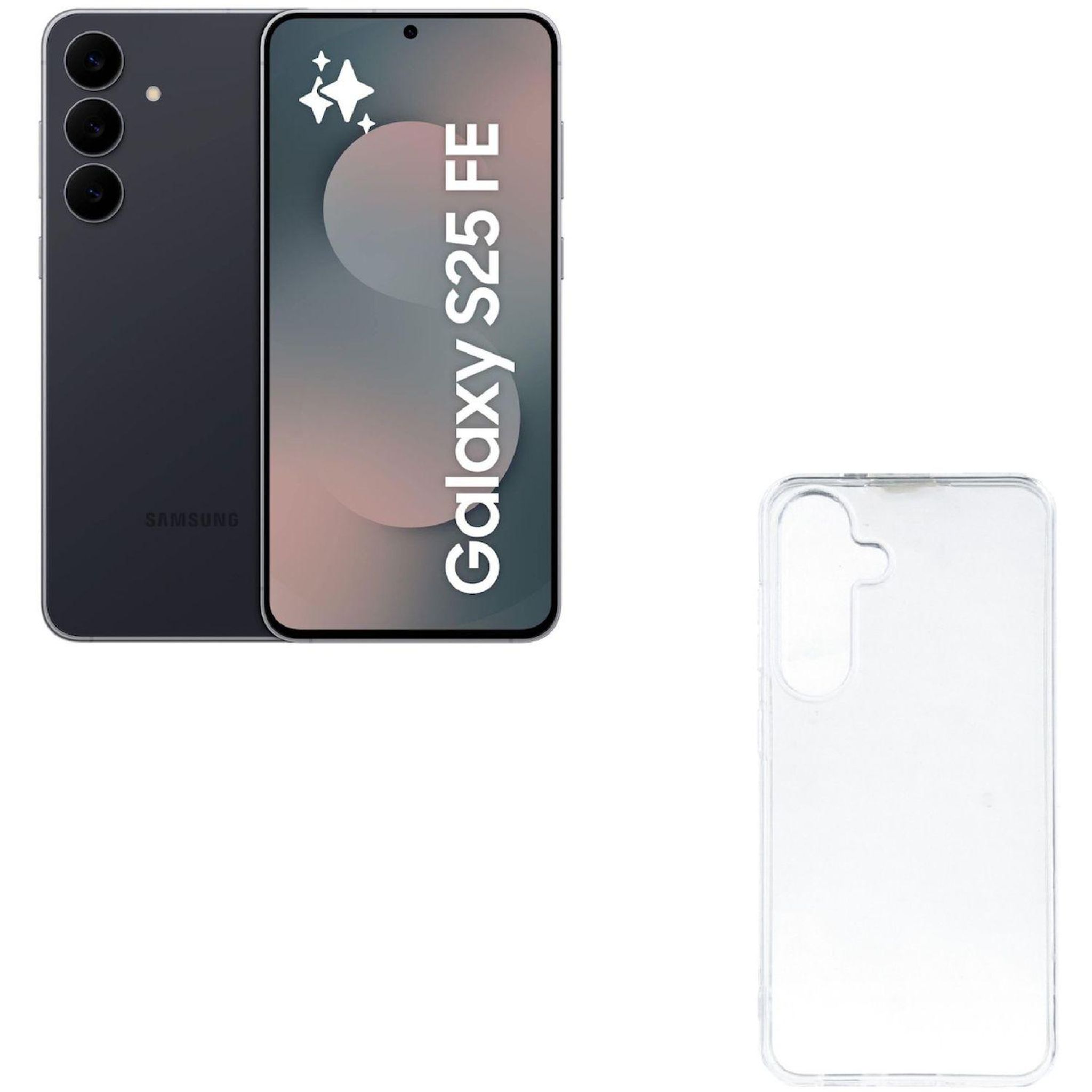 Lot smartphone Samsung S25FE 5G 128GO Noir + Coque + Verre trempé