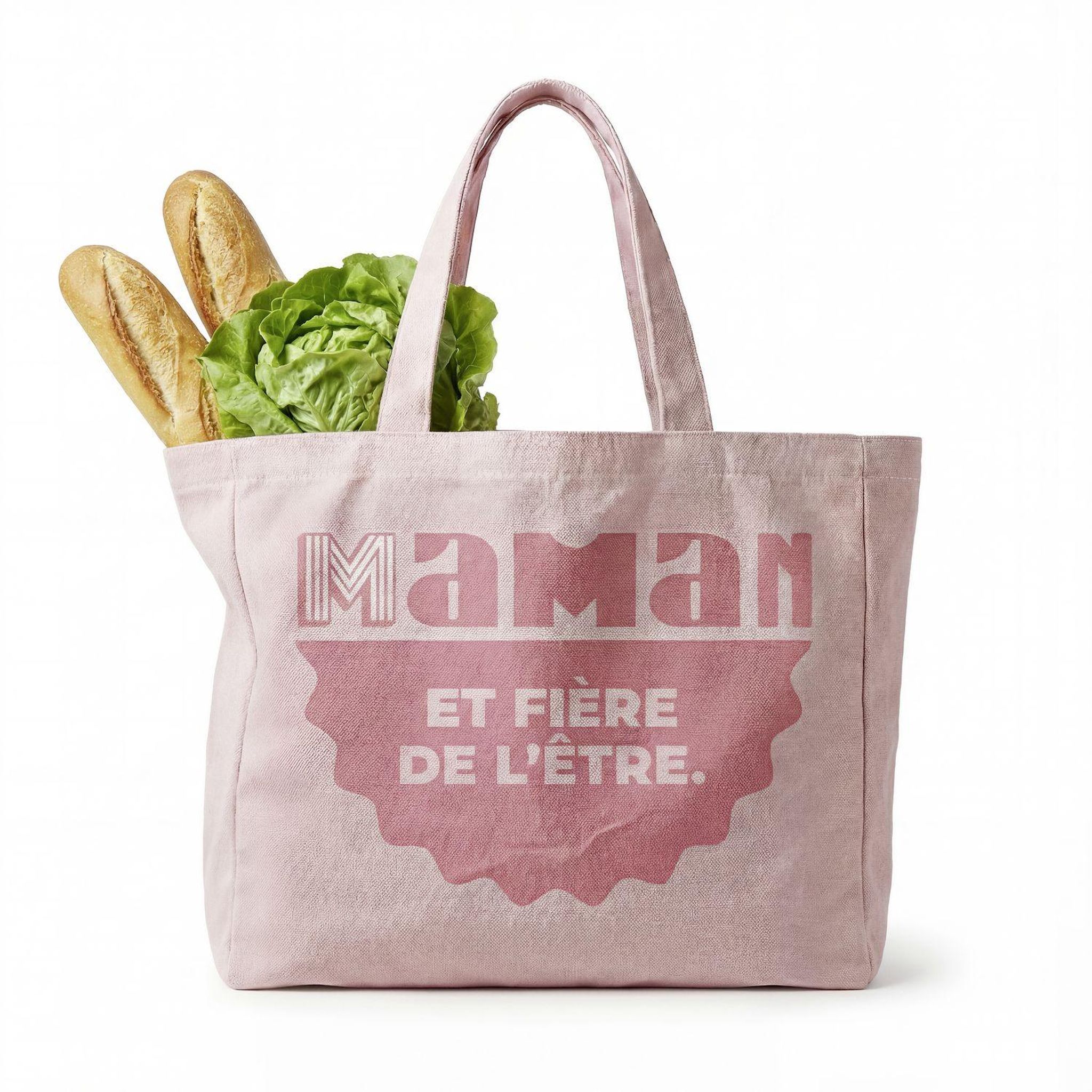 Voir la diapositive 2 : Sac cabas tissu recyclé - Edition spéciale MAMAN-