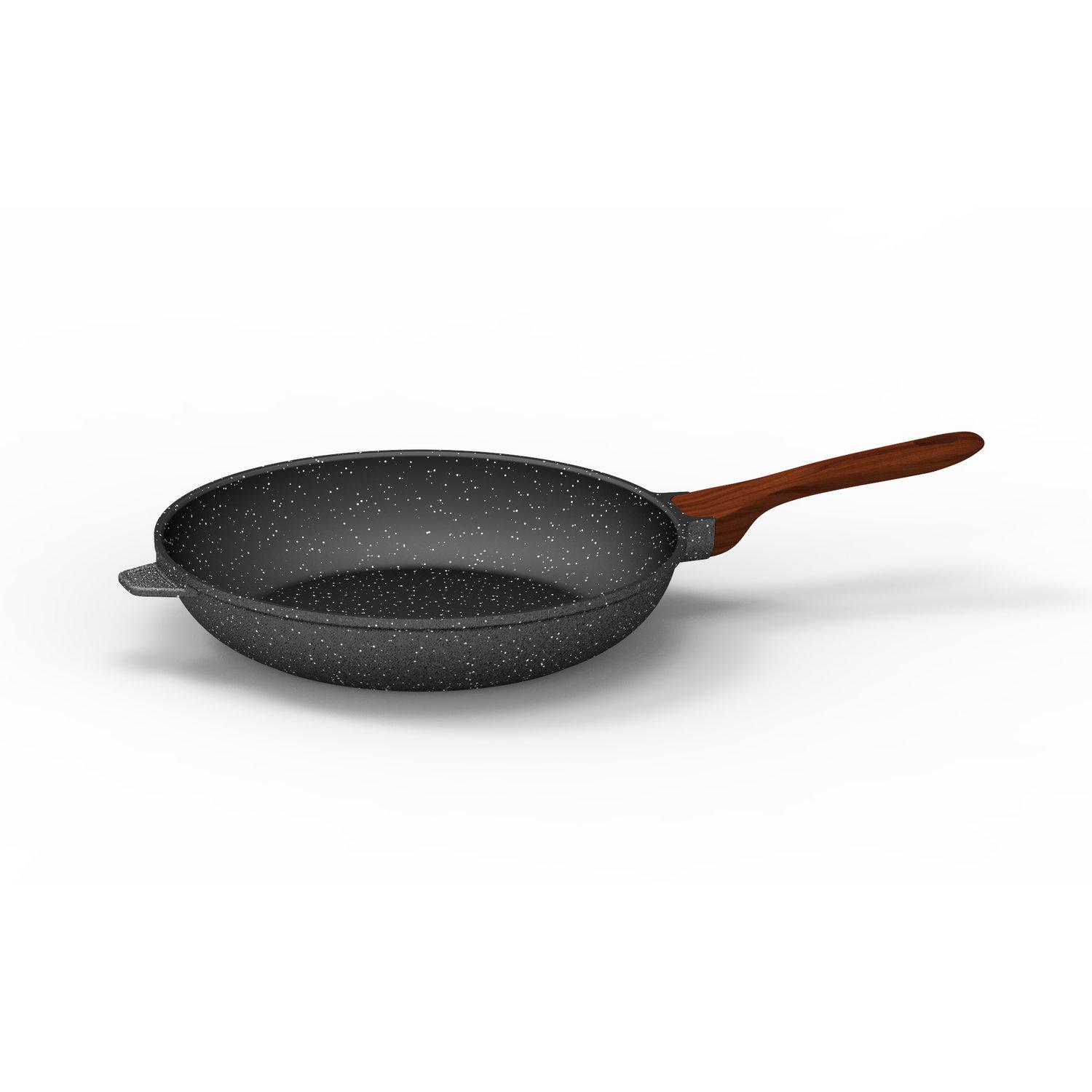 ACTUEL Poêle 32cm tout feux dont induction en alu poignée effet bois