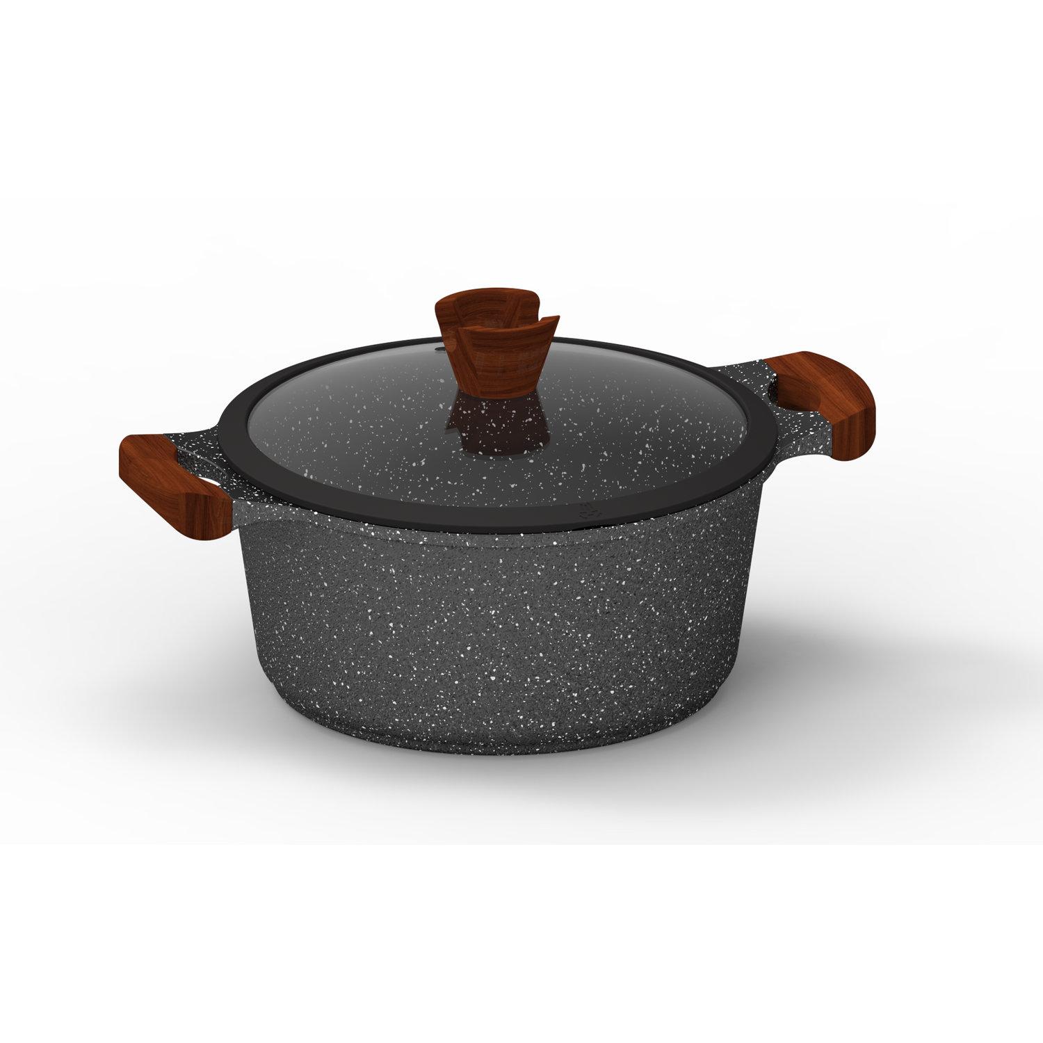 ACTUEL Faitout 28cm en aluminium poignée effet bois tout feux dont induction