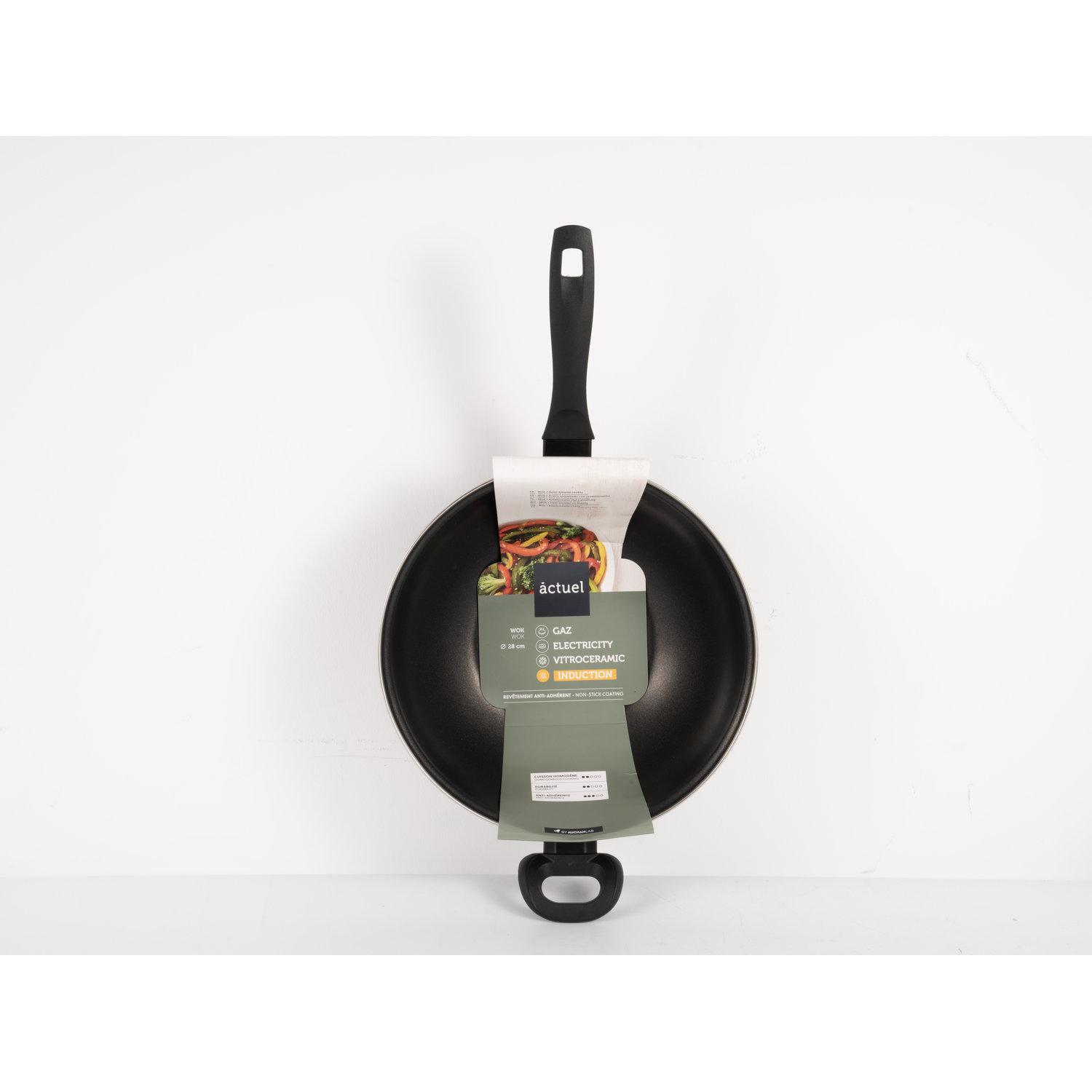 ACTUEL Wok 28cm en acier emmaillé gris tout feux dont induction