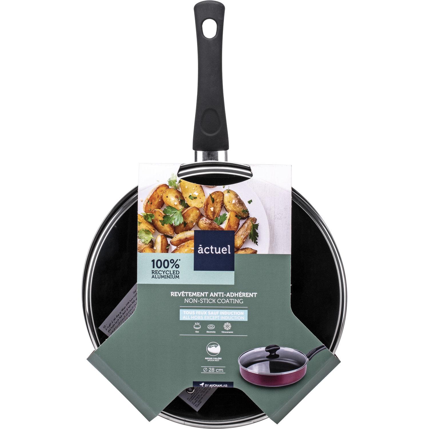 ACTUEL Sauteuse 28 cm avec couvercle en aluminium revêtement ptfe tout feux dont induction