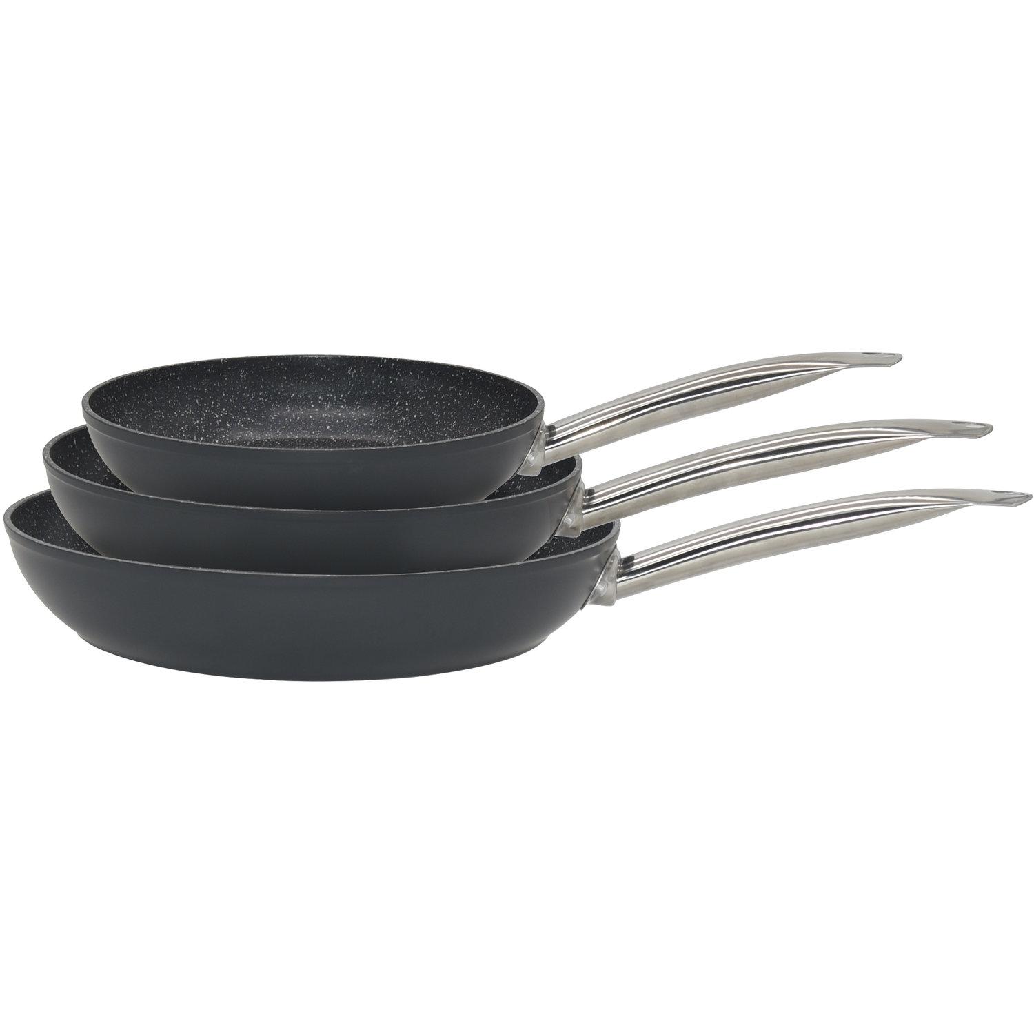 ACTUEL Set 3 poêles en aluminium forgé 24/28/32 cm