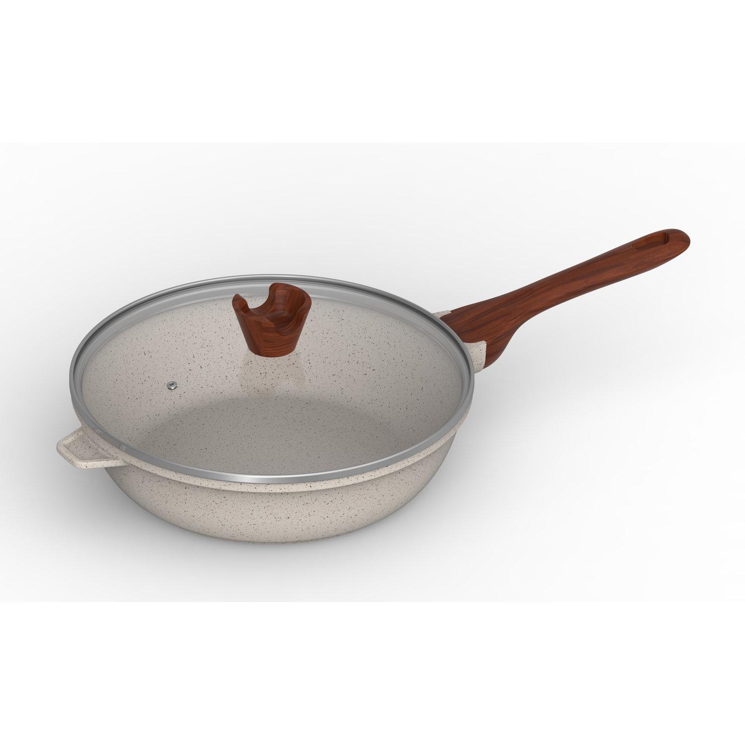 ACTUEL Sauteuse en aluminium pierre 28cm avec couvercle