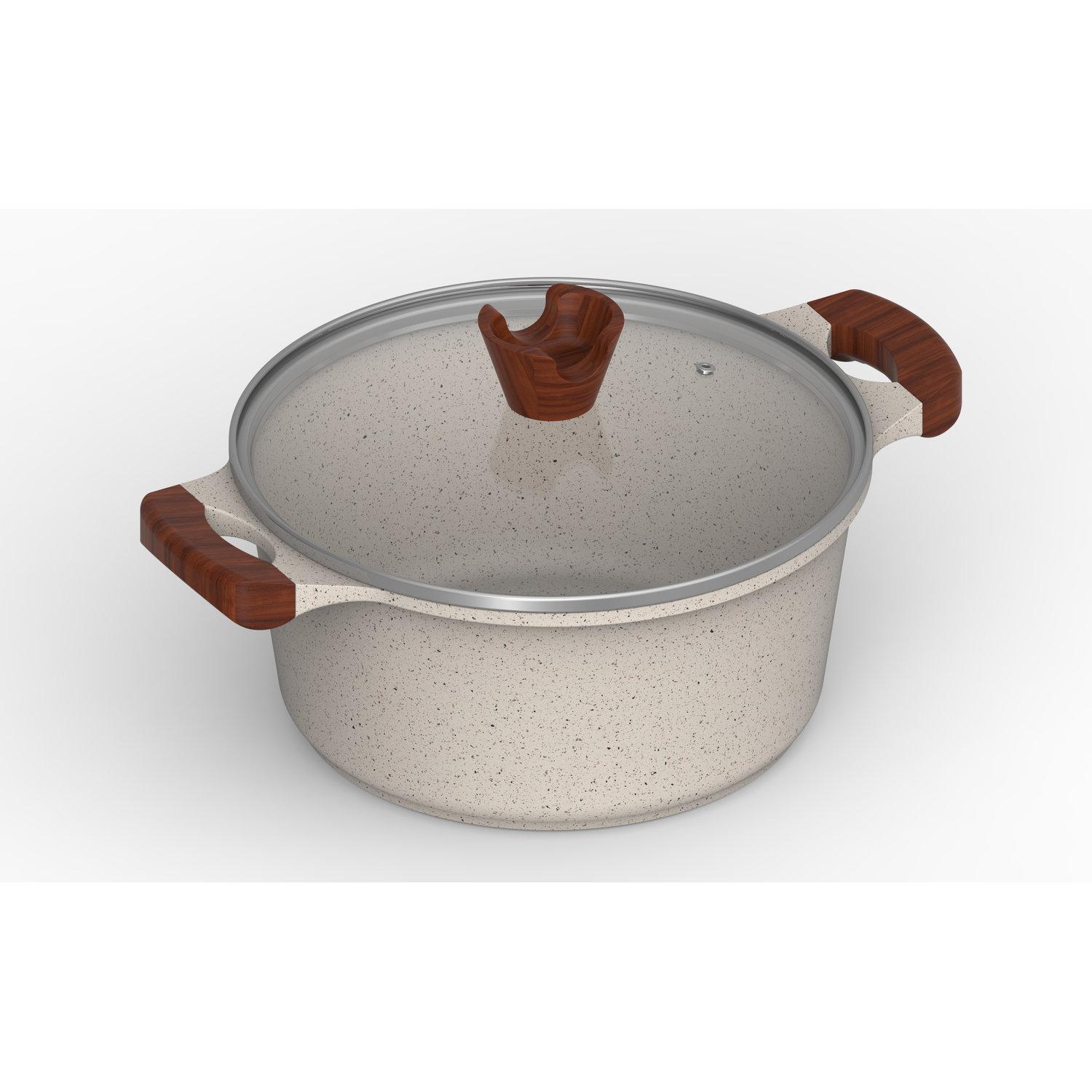 ACTUEL Faitout en aluminium effet pierre 24cm avec couvercle