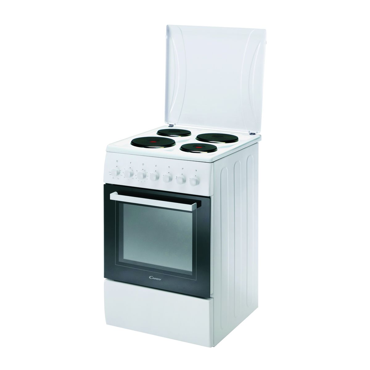 CANDY Cuisinière électrique CCE5503W/1, 50 cm, 4 foyers, Four électrique Multifonction