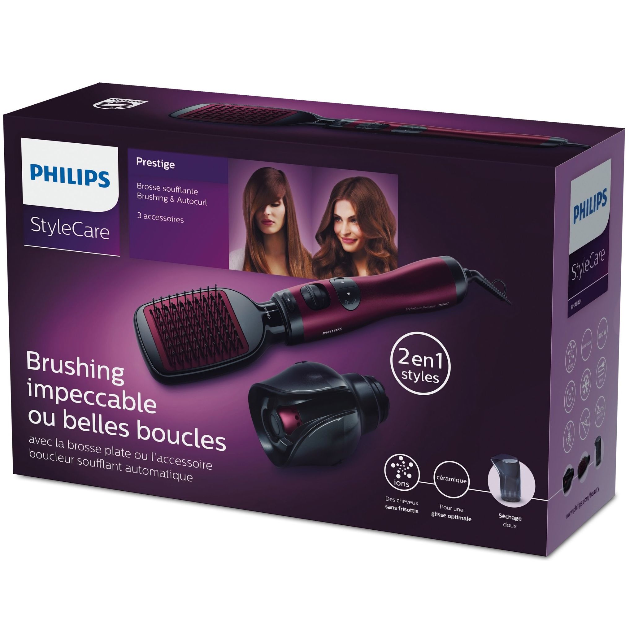 Voir la diapositive 3 : PHILIPS Brosse soufflante BHA840/00