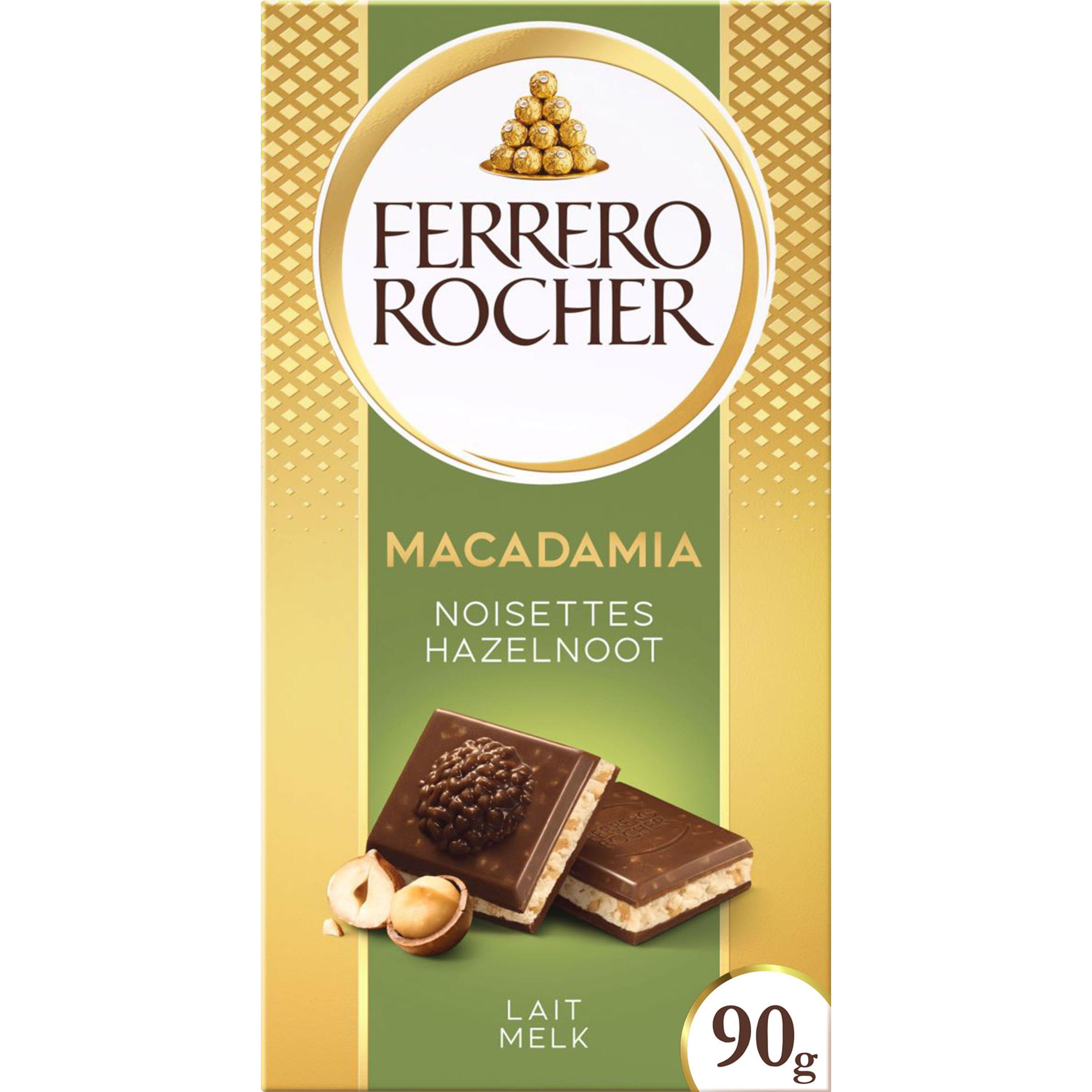 FERRERO ROCHER Tablette de chocolat au lait noisettes et macadamia 90g