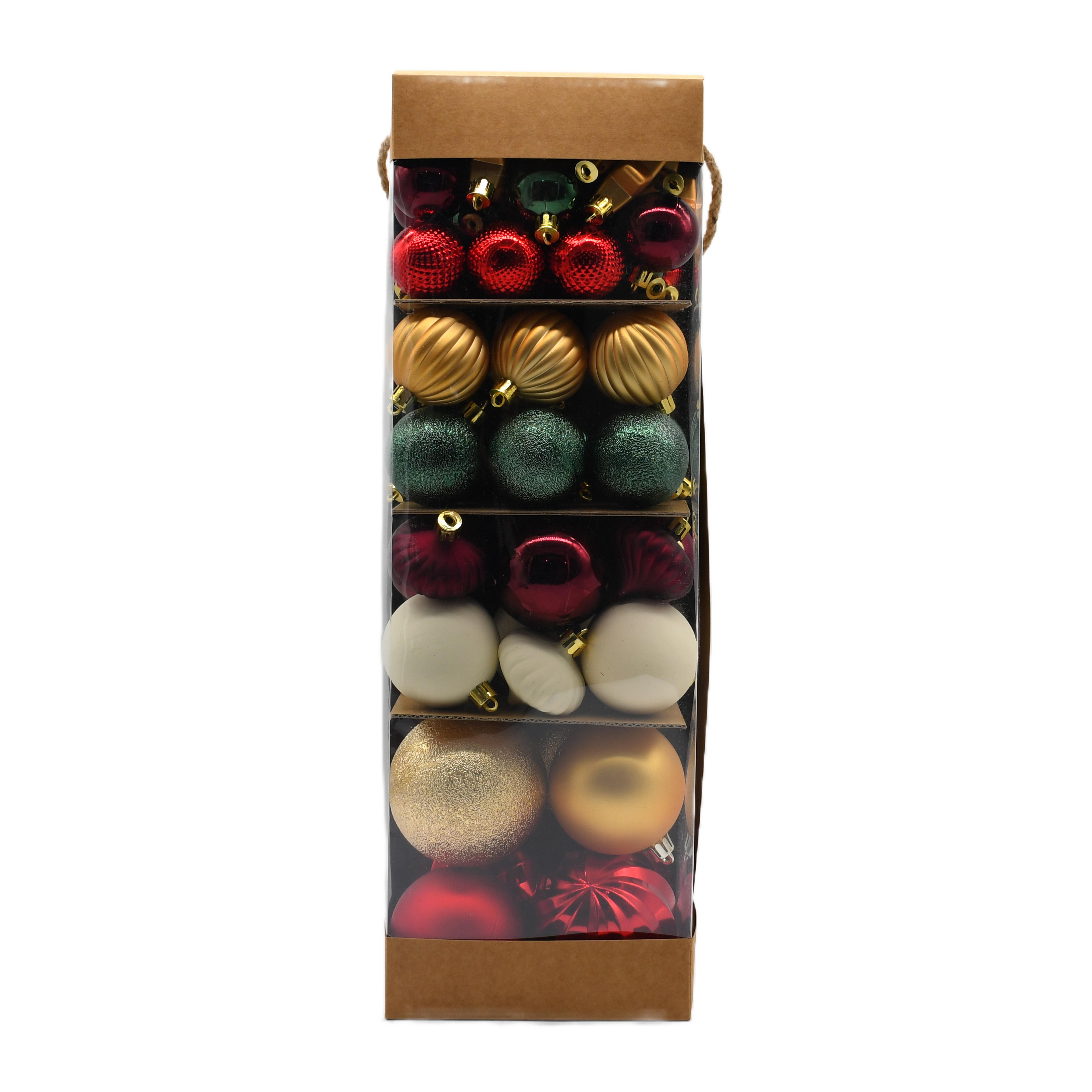 ACTUEL Coffret de 80 boules de Noël - Thématique Noël Nostalgique