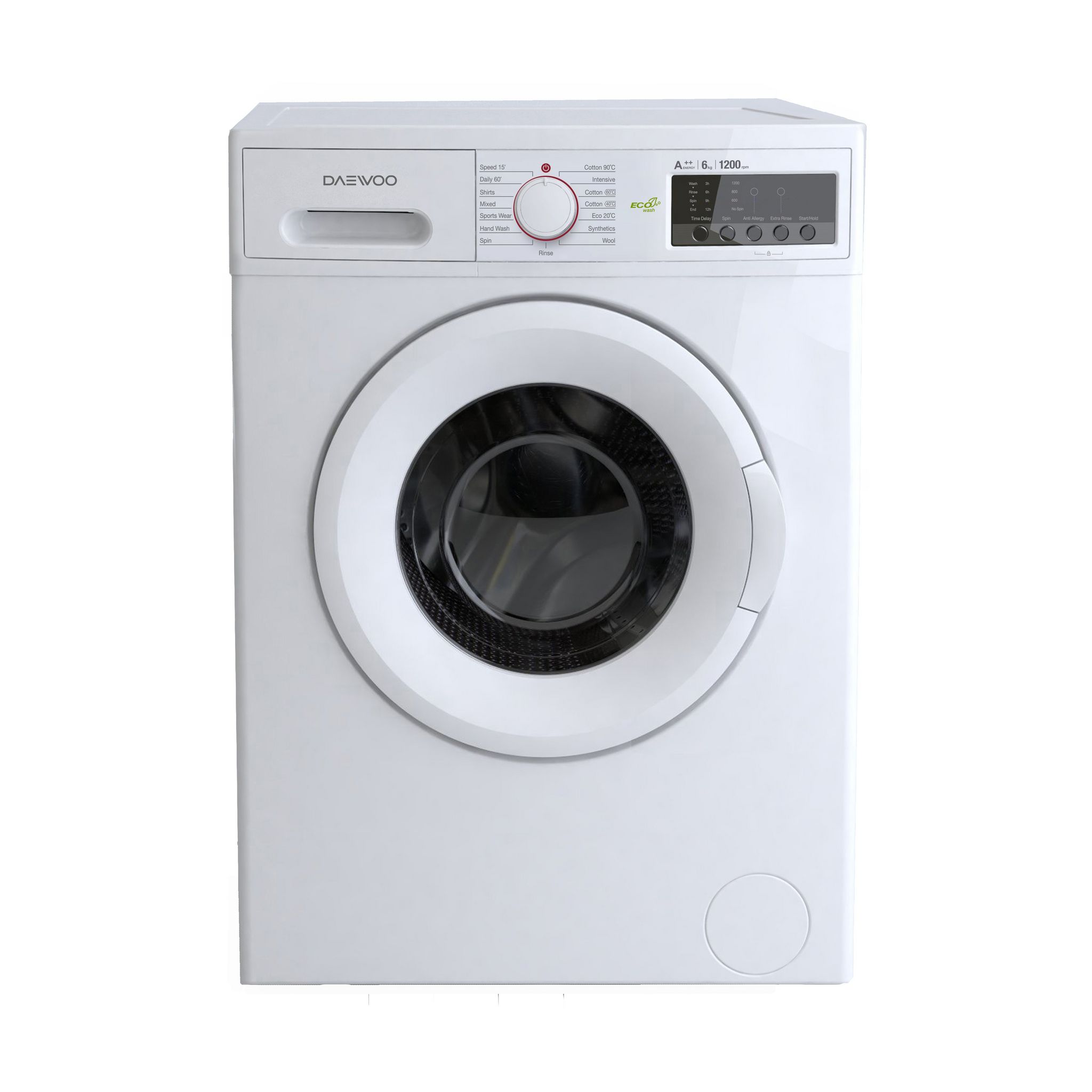 Voir la diapositive 1 : DAEWOO Lave-linge hublot DWD-MV1221, 6 Kg, 1200 T/min