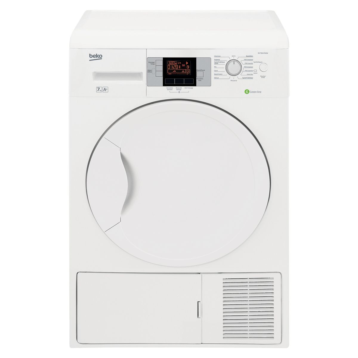 BEKO Sèche-linge porte pleine DS7304PA0W, 7 Kg, Condensation, Pompe à Chaleur
