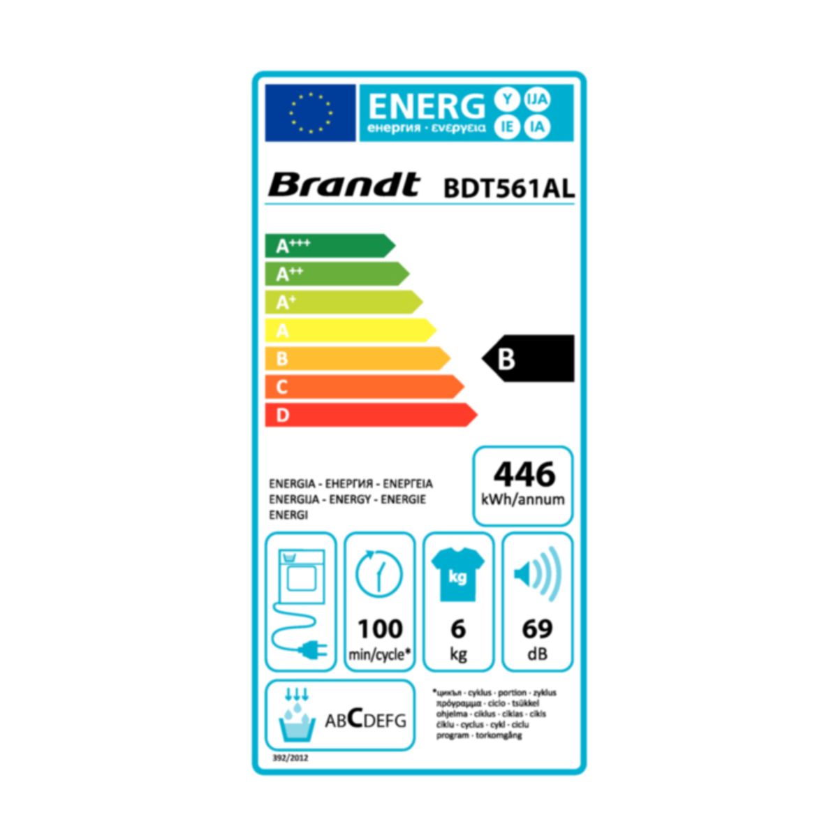 BRANDT Sèche-linge top BDT561AL, 6 Kg, Condensation