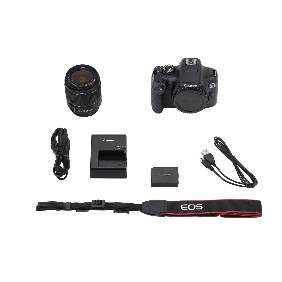 CANON Appareil Photo Reflex - EOS 1300D - Noir + Objectif 18-55 mm+ Sac Photo + Carte SD 8Go