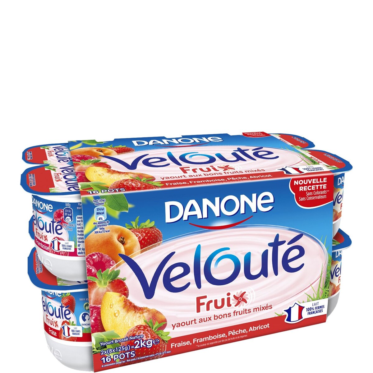 DANONE Yaourt brassé et mixé aux fruits panaché 16x125g 16x125g