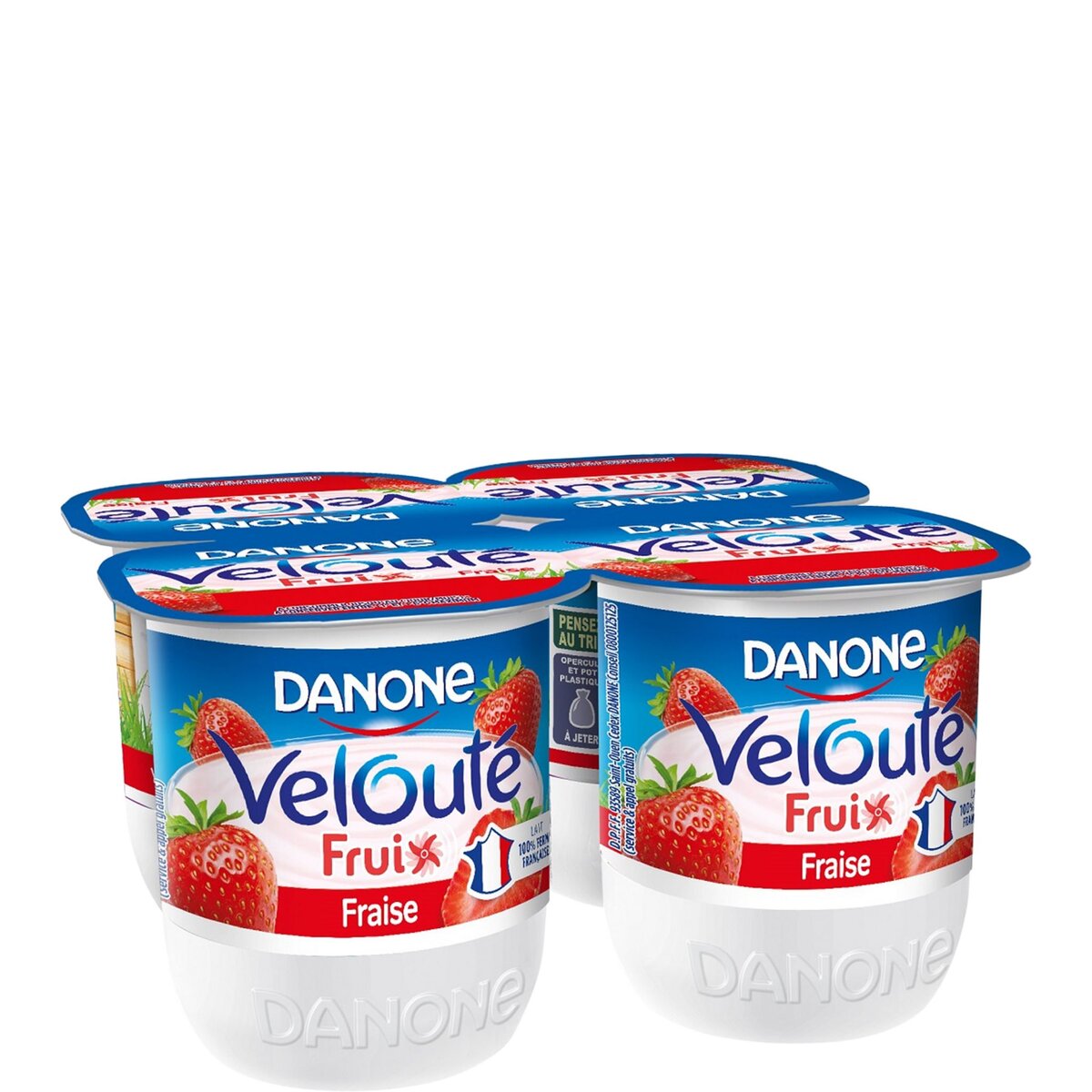 DANONE Yaourt brassé et mixé à la fraise 4x125g 4x125g