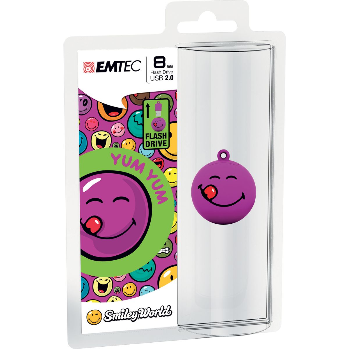 EMTEC Clé USB SMILEY SW100 - USB 2.0 - 8 Go - Mauve
