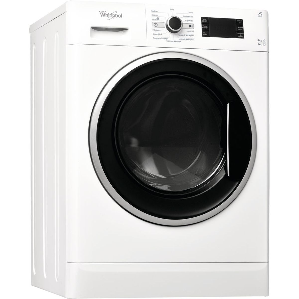 WHIRLPOOL Lave-linge séchant hublot WWDC9614, 9 Kg Lavage, 6 Kg Séchage, 1400 T/min