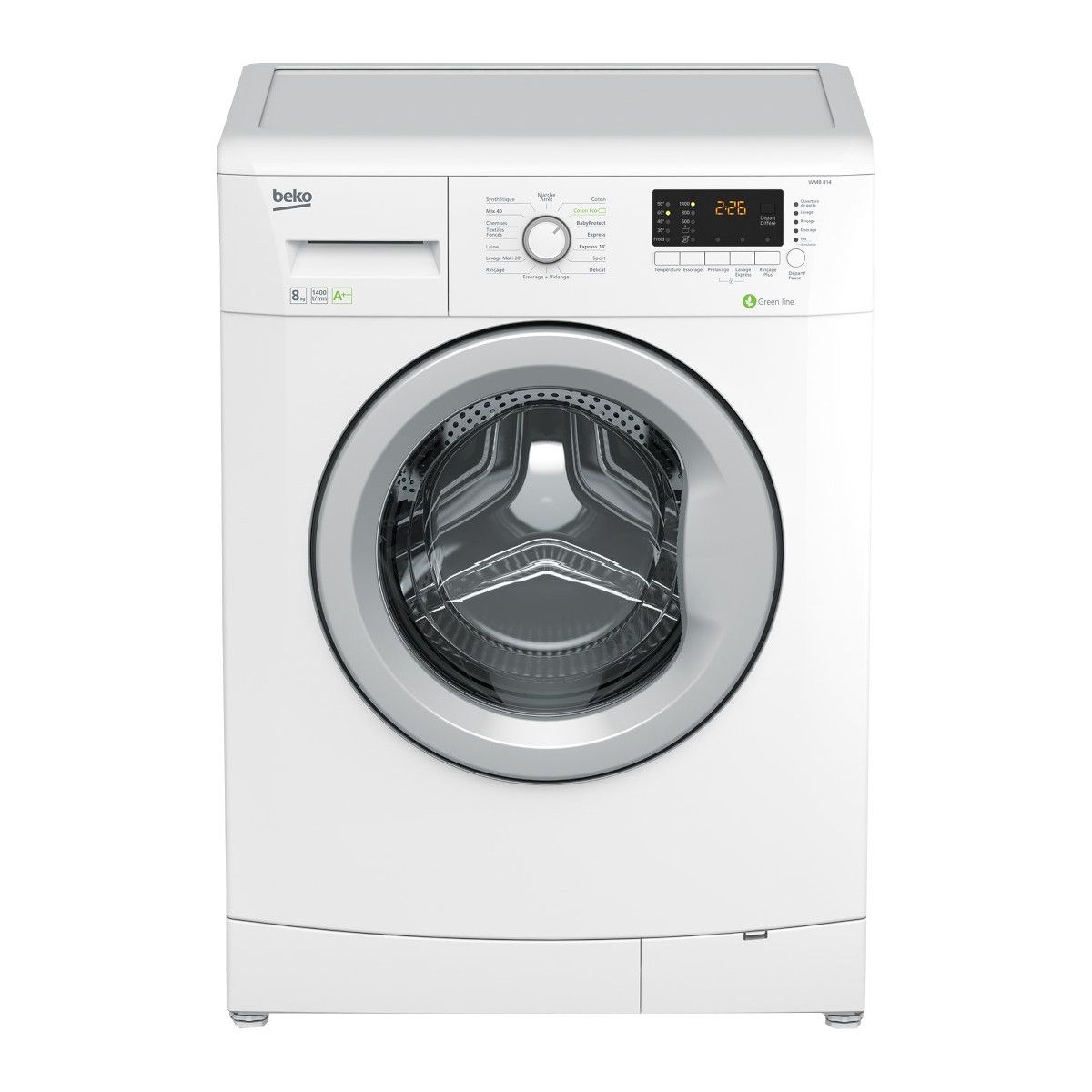 BEKO Lave-linge hublot WMB814, 8 Kg, 1400 T/min