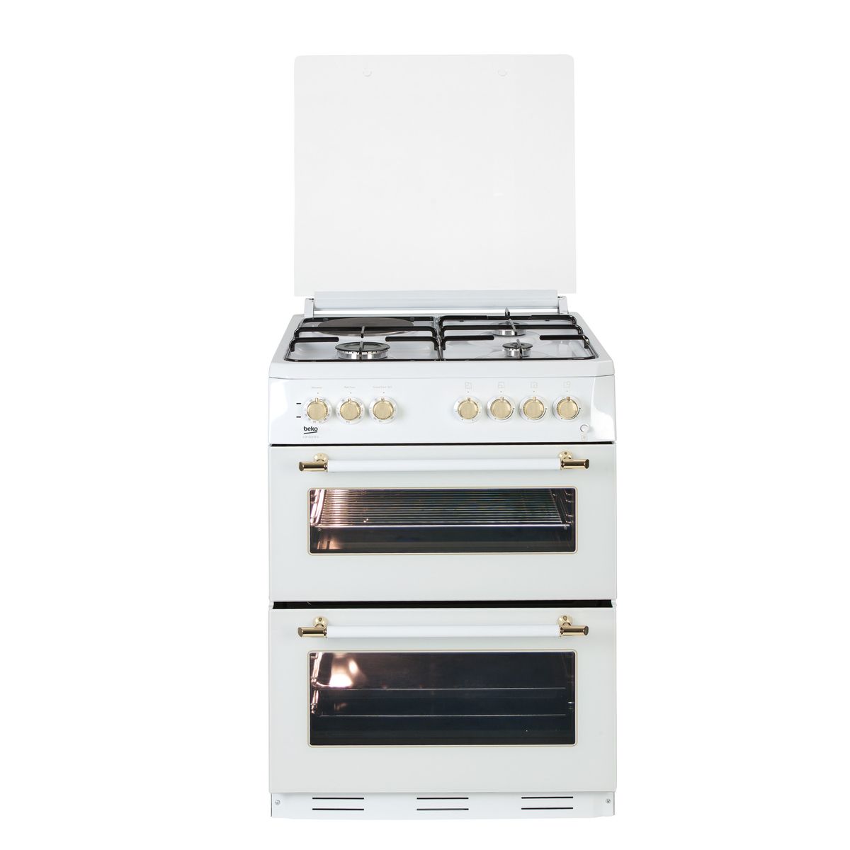 BEKO Cuisinière mixte CDF63111DW, 60 cm, 3 Foyers à gaz + 1 électrique, Four multifonction