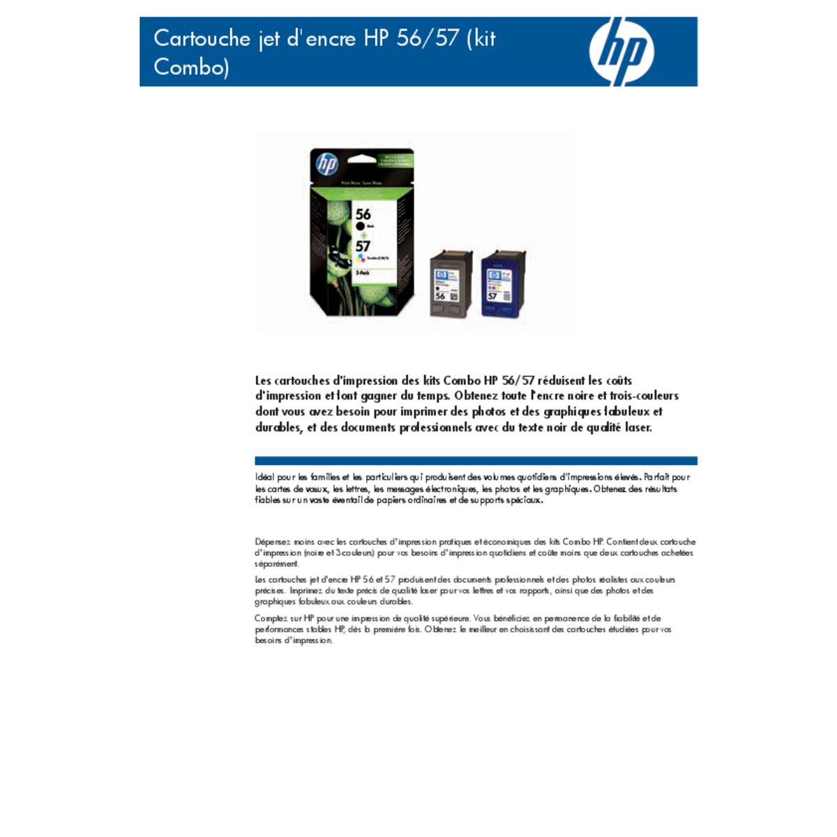 HP Cartouche INKJET PRINT CARTR NO 56/57