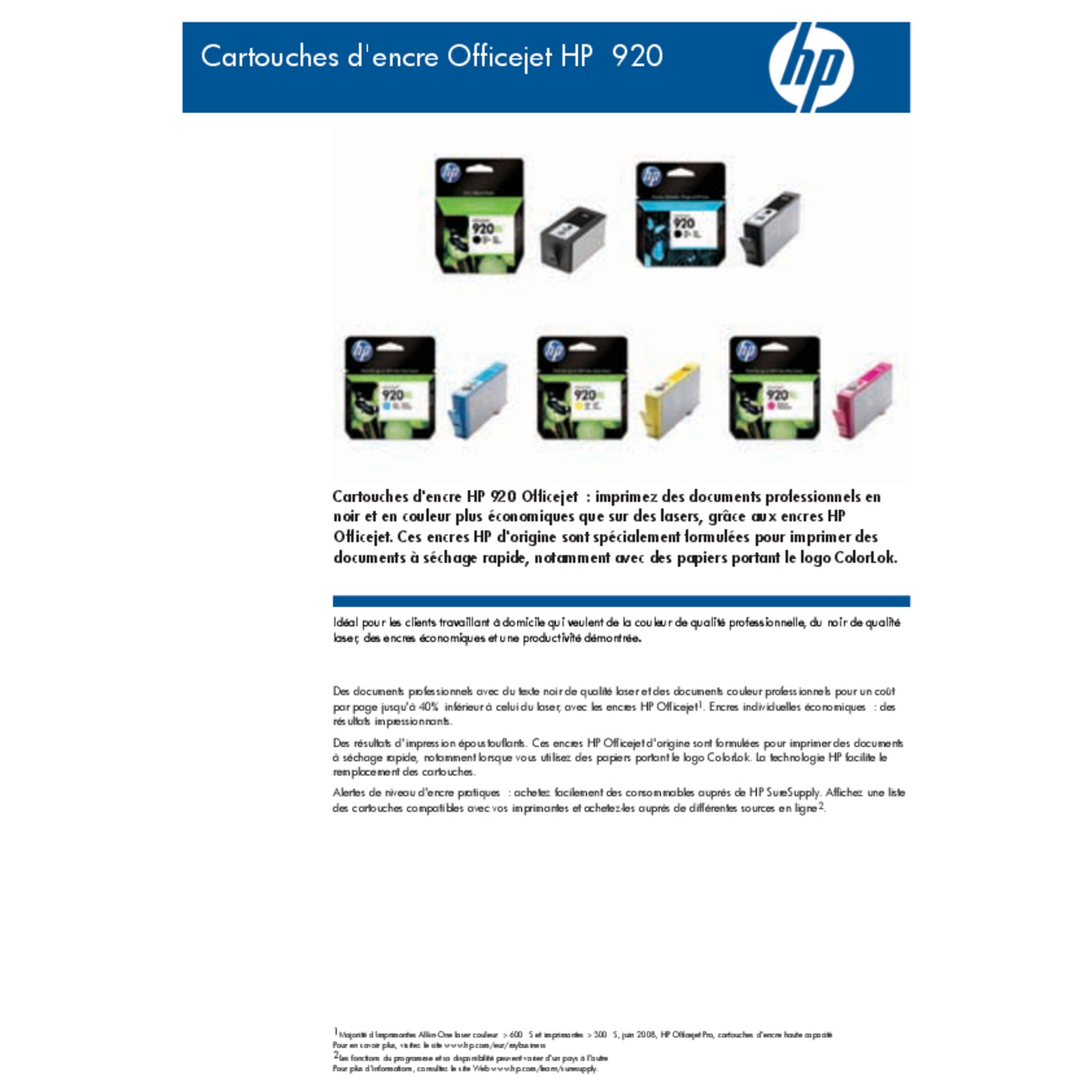Voir la diapositive 2 : HP Cartouche INK CARTRIDGE NO 920 XL