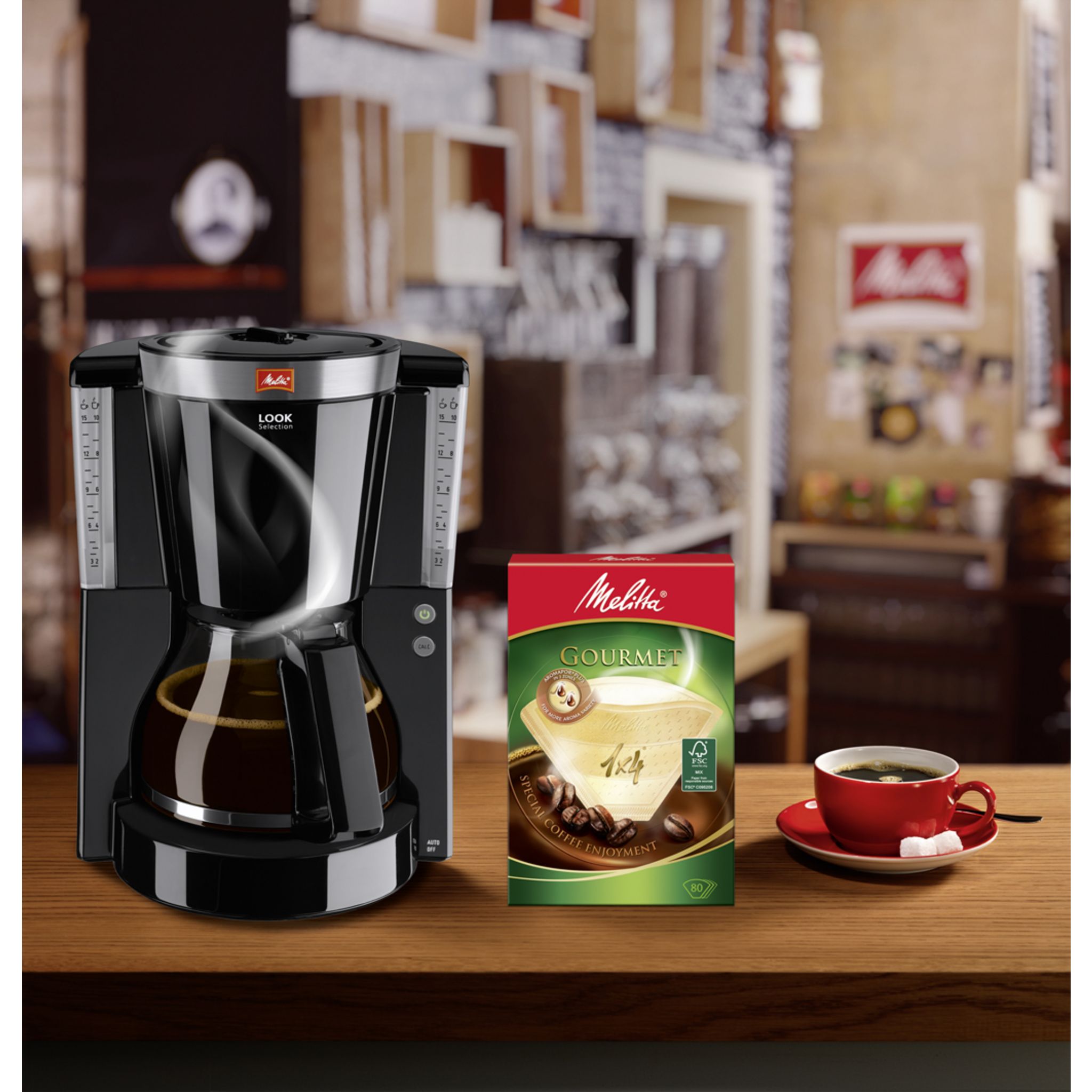 Voir la diapositive 2 : MELITTA Cafetiere Look IV Selection acier brossé noir
